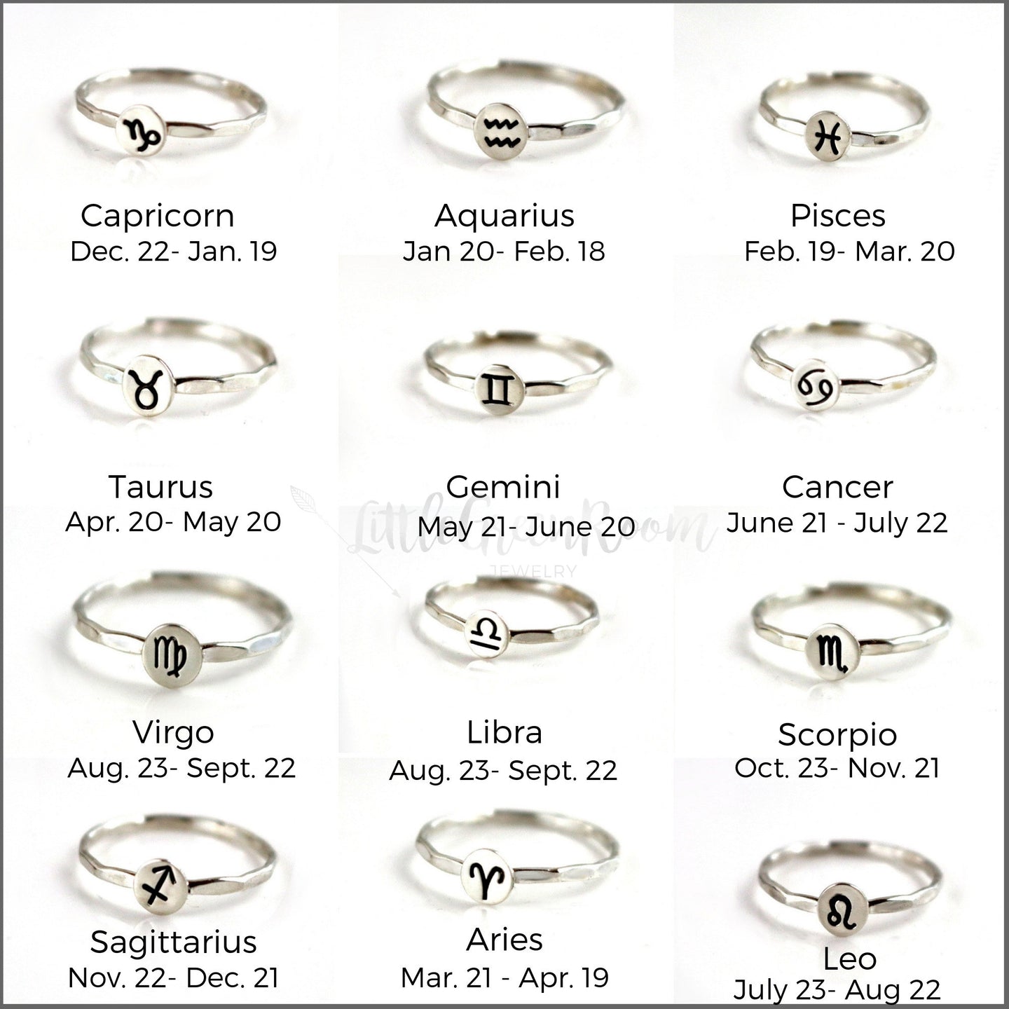 Zodiac Symbol Rings-Womens-LittleGreenRoomJewelry-LittleGreenRoomJewelry